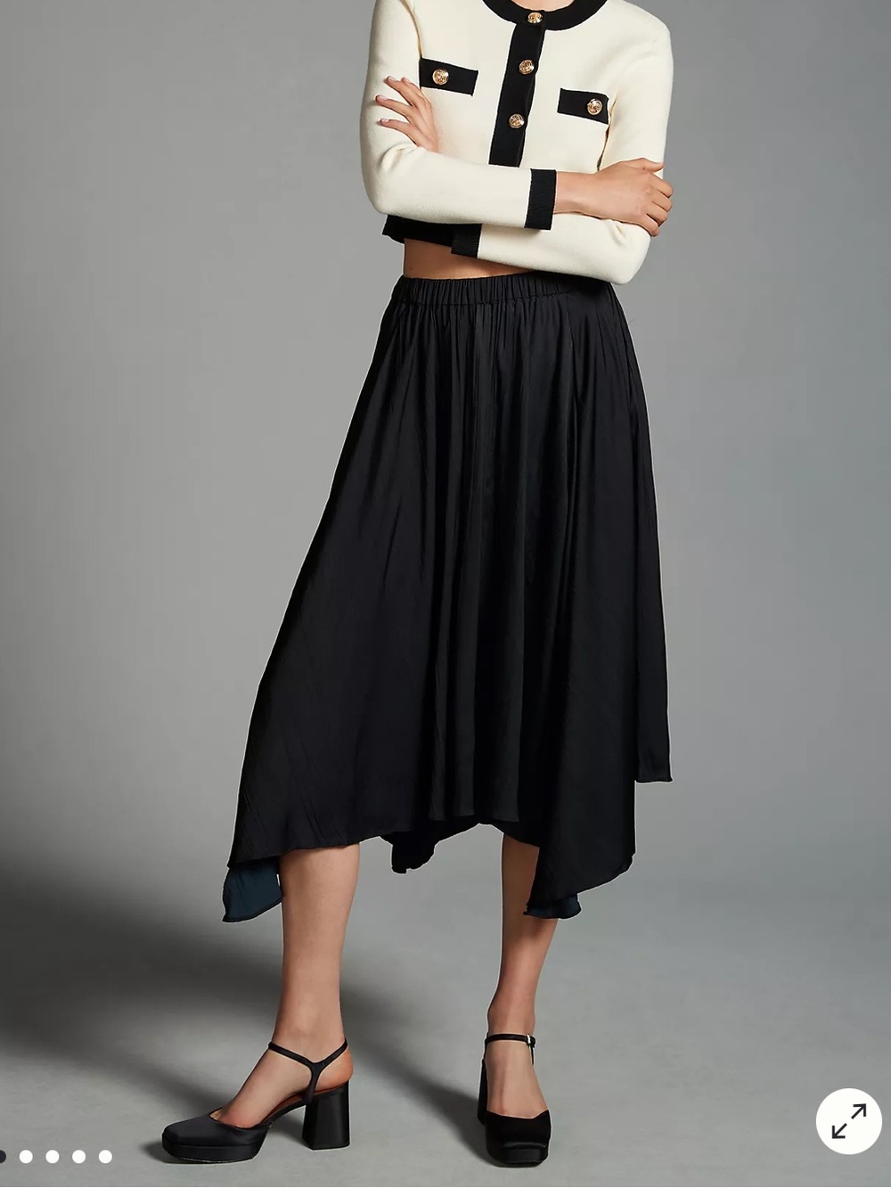 Anthropologie Sleek A-Line Skirt Midi Black Blue Women Size Medium